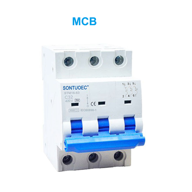 STM16-63 چھوٹے سرکٹ بریکر 6KA 1P 2P 3P 3P 16A 230/400V MCB